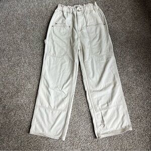 Urban Outfitters BDG Cream Wide Leg Baggy Utility Cargo Pants, Size Small